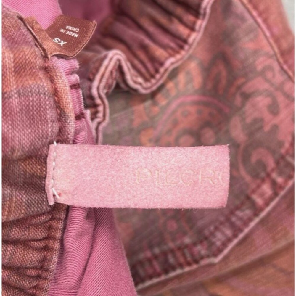Pilcro NEW womens sleezy indie pattern magenta raw hem drawstring denim pants XS - Picture 4 of 9